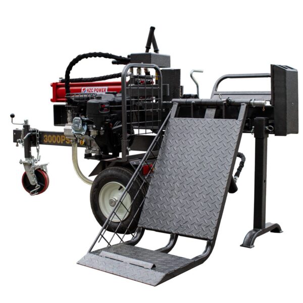 Partidora de troncos horizontal de 30 t con motor de gasolina y elevador de troncos